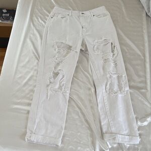 PacSun White Distressed Boyfriend Jeans